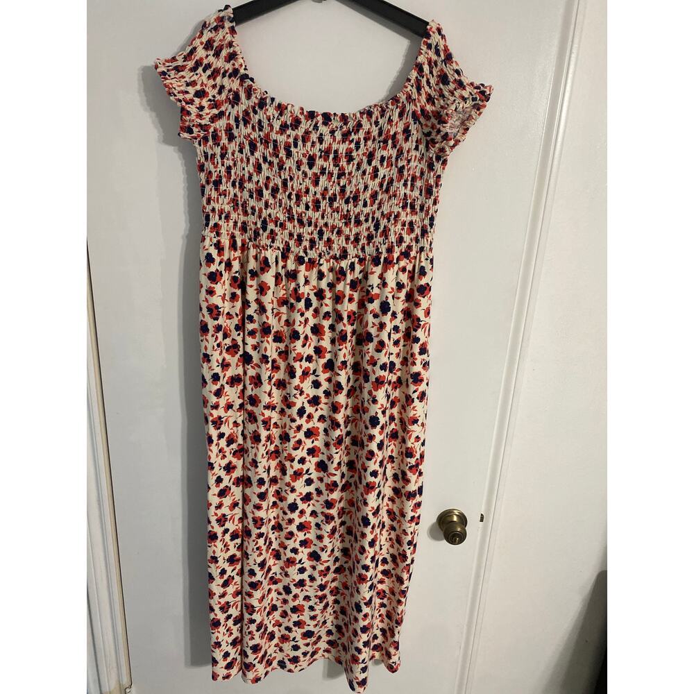 Love University smocked maxi dress 2XL floral peasant cottagecore flowy beach